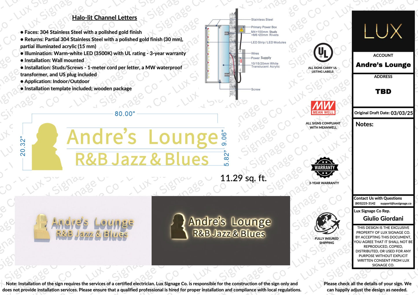 Custom Business Sign for Andre (Andre's Lounge)