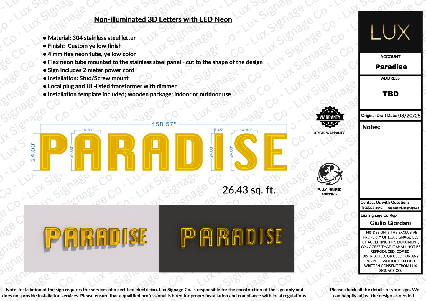 Custom Business Sign for Paradise