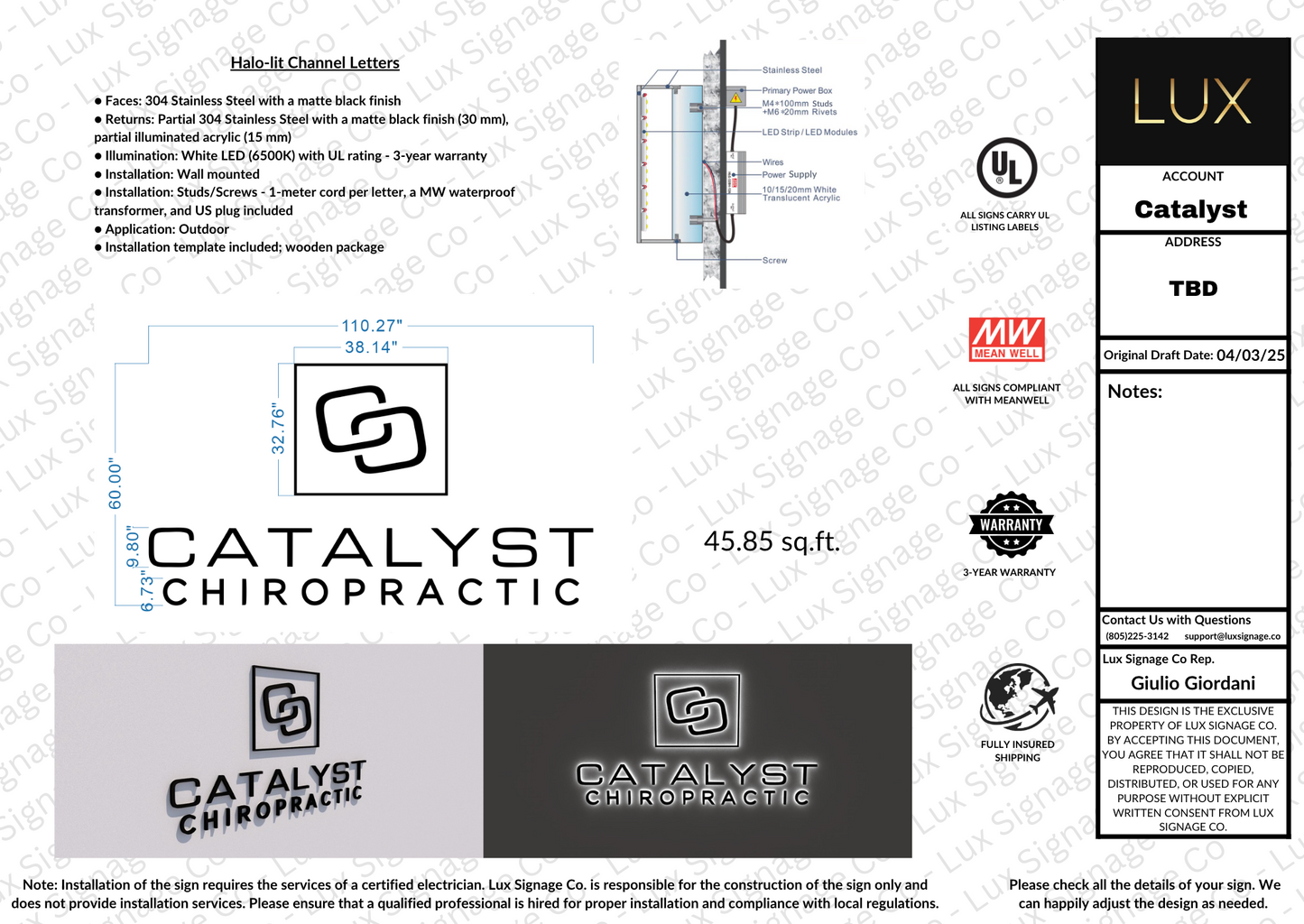Custom Business Sign for Catalyst Chiropractic