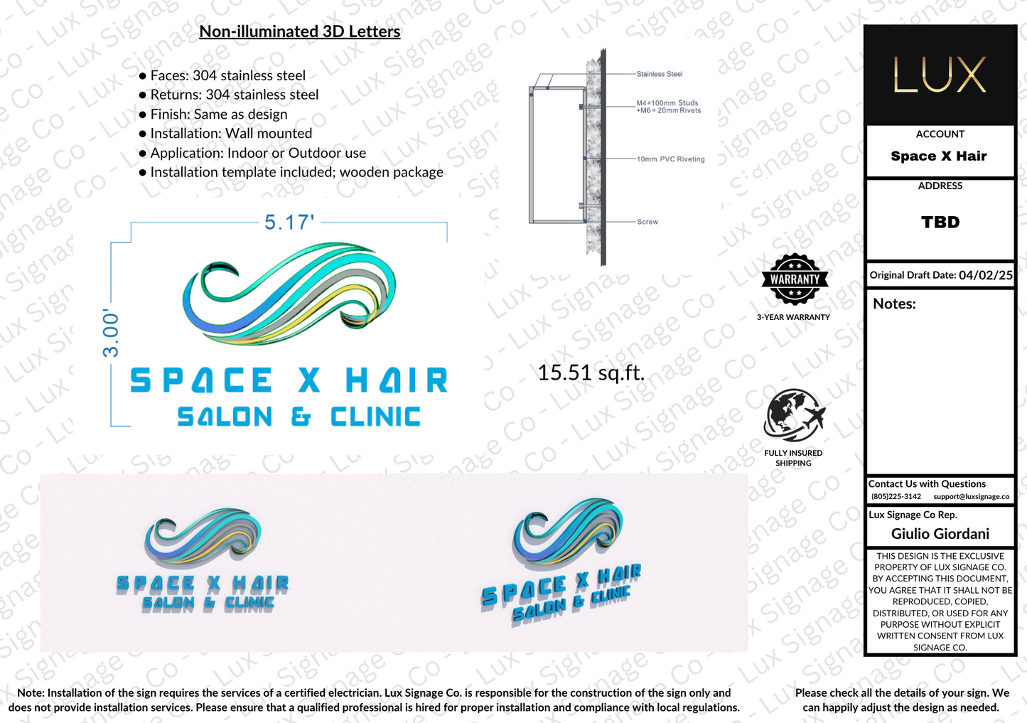Custom Business Sign for Space X Hair