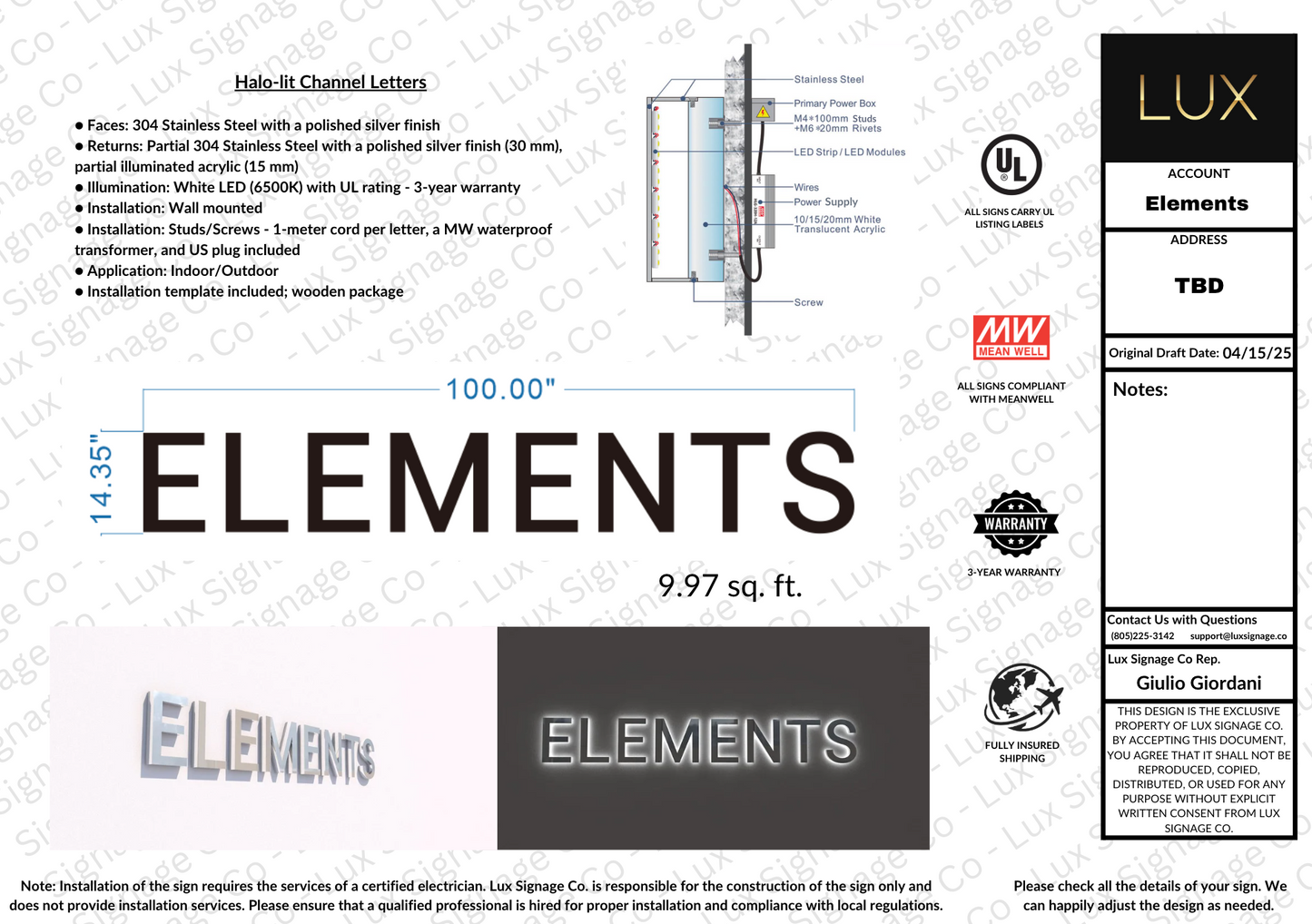 Custom Business Sign for Elements
