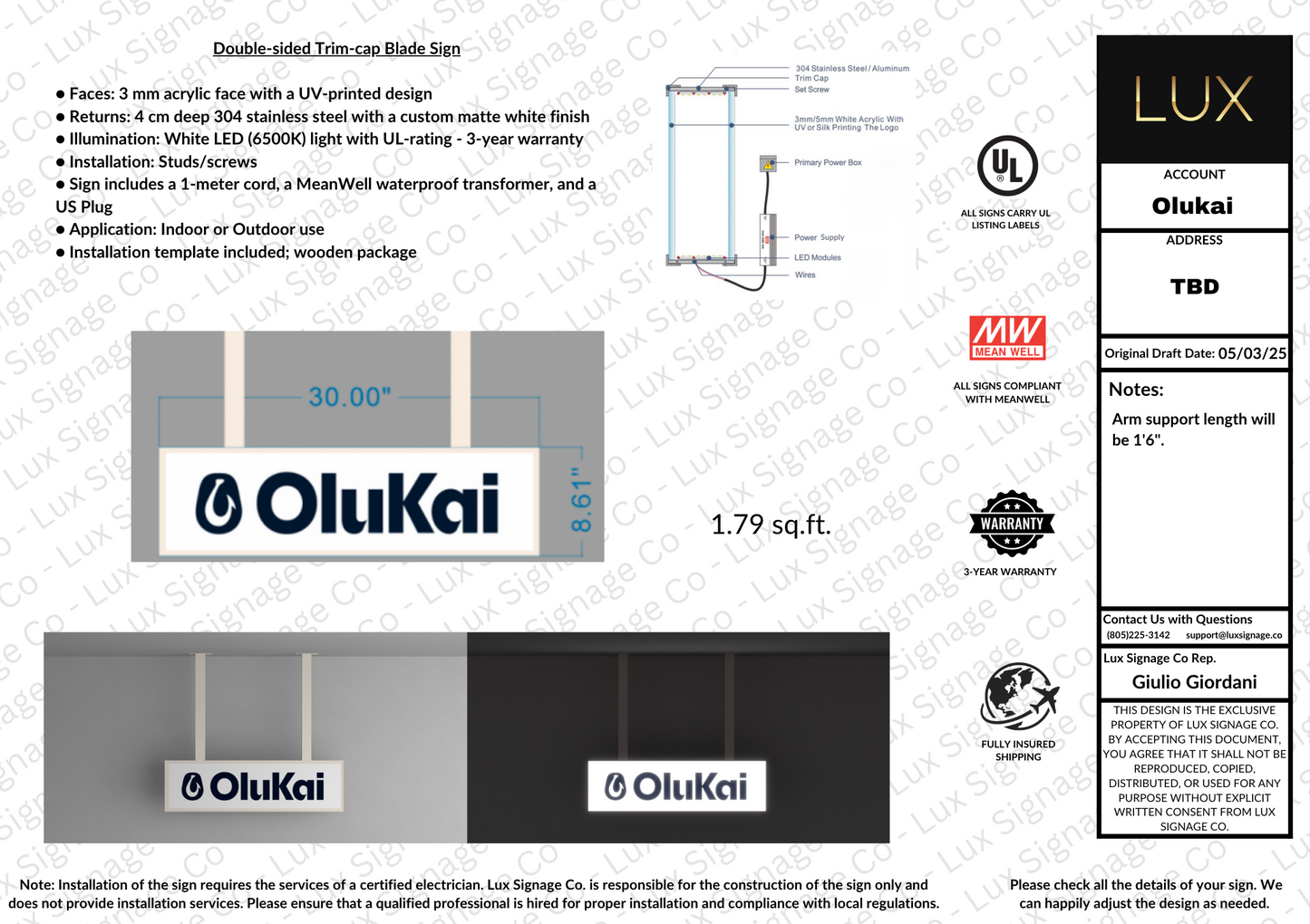 Custom Business Sign for OluKai