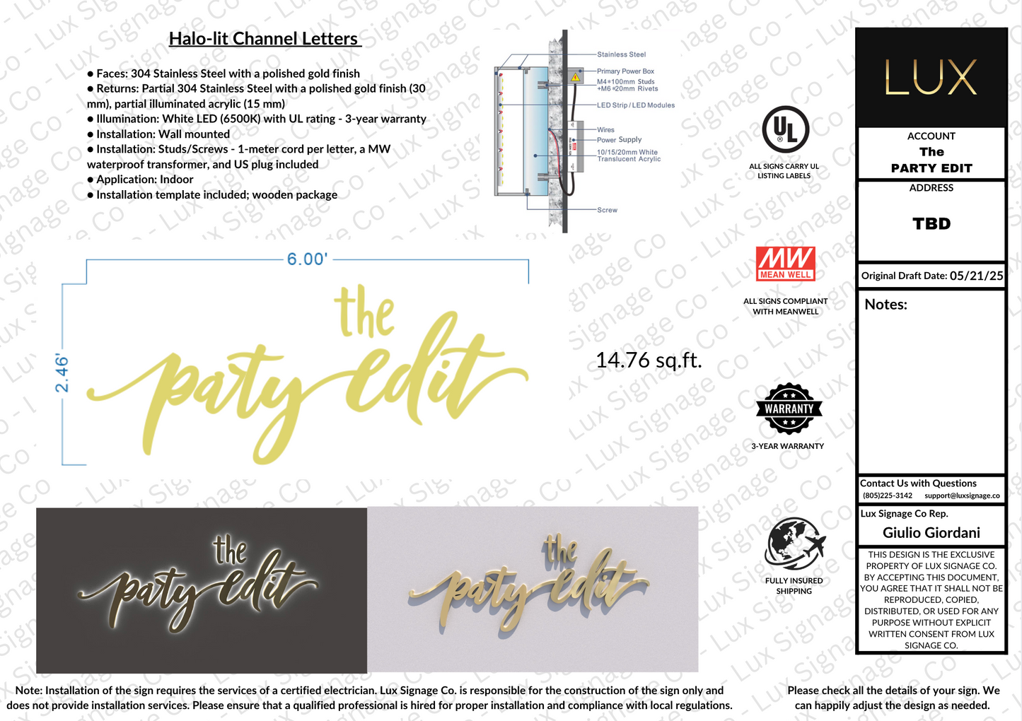 Custom Business Sign for The Party Edit (Final DEPOSIT)