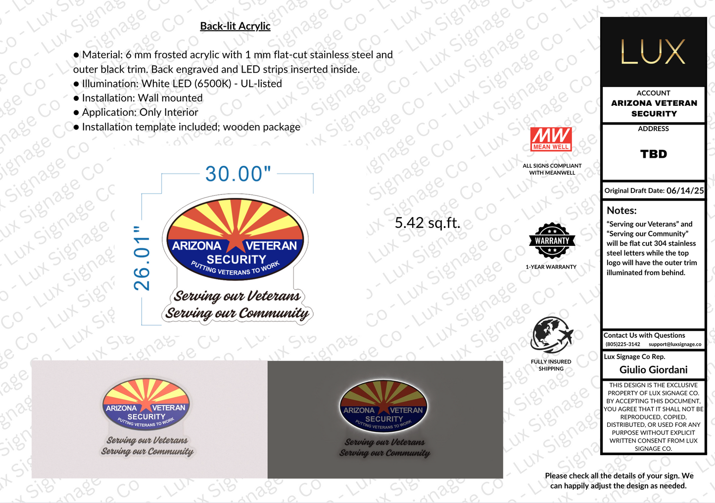 Custom Business Sign for Arizona Veteran Security