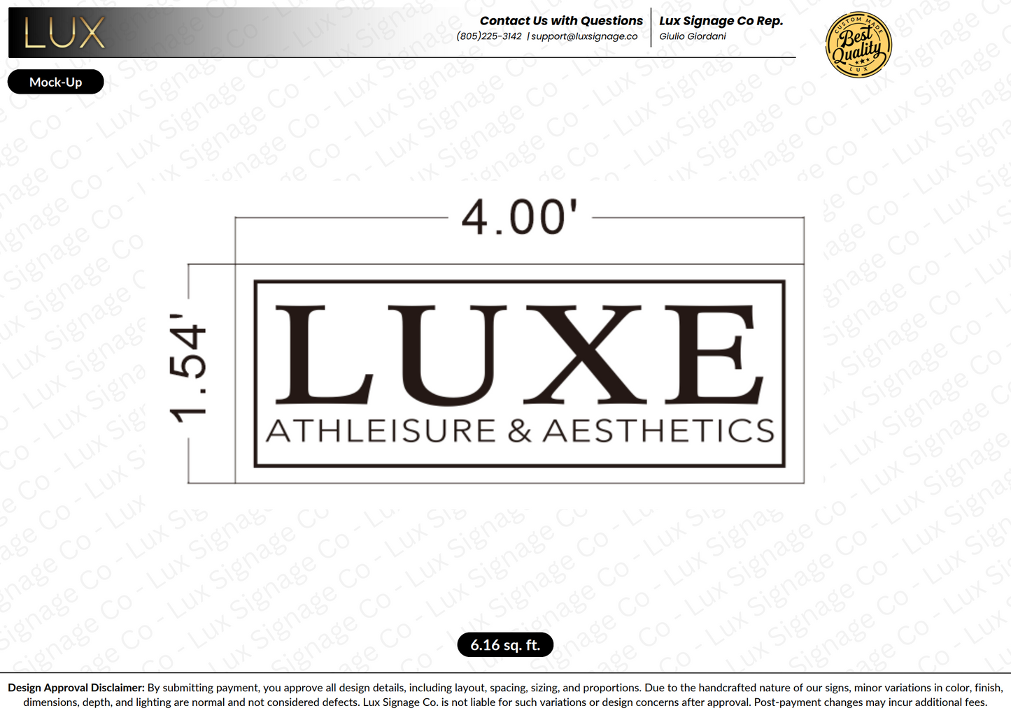 Custom Business Sign for Luxe