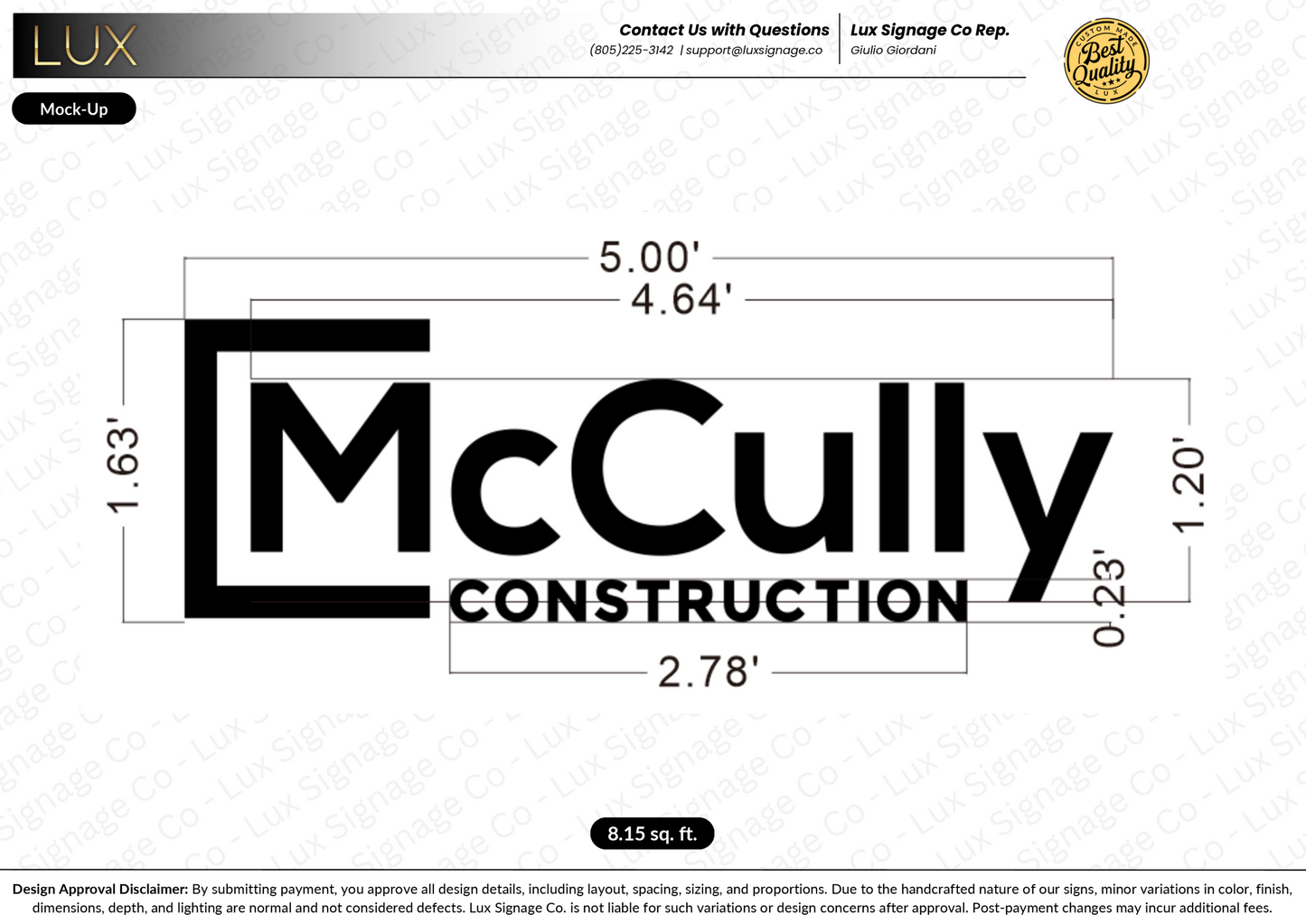Custom Business Sign for McCully Construction