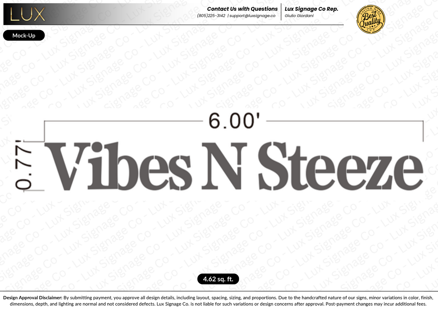 Custom Business Sign for Vibes N Steeze