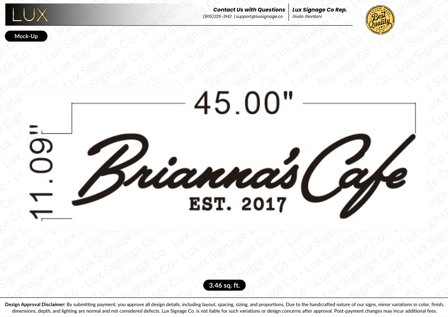 Custom Business Sign for Brianna's Cafe