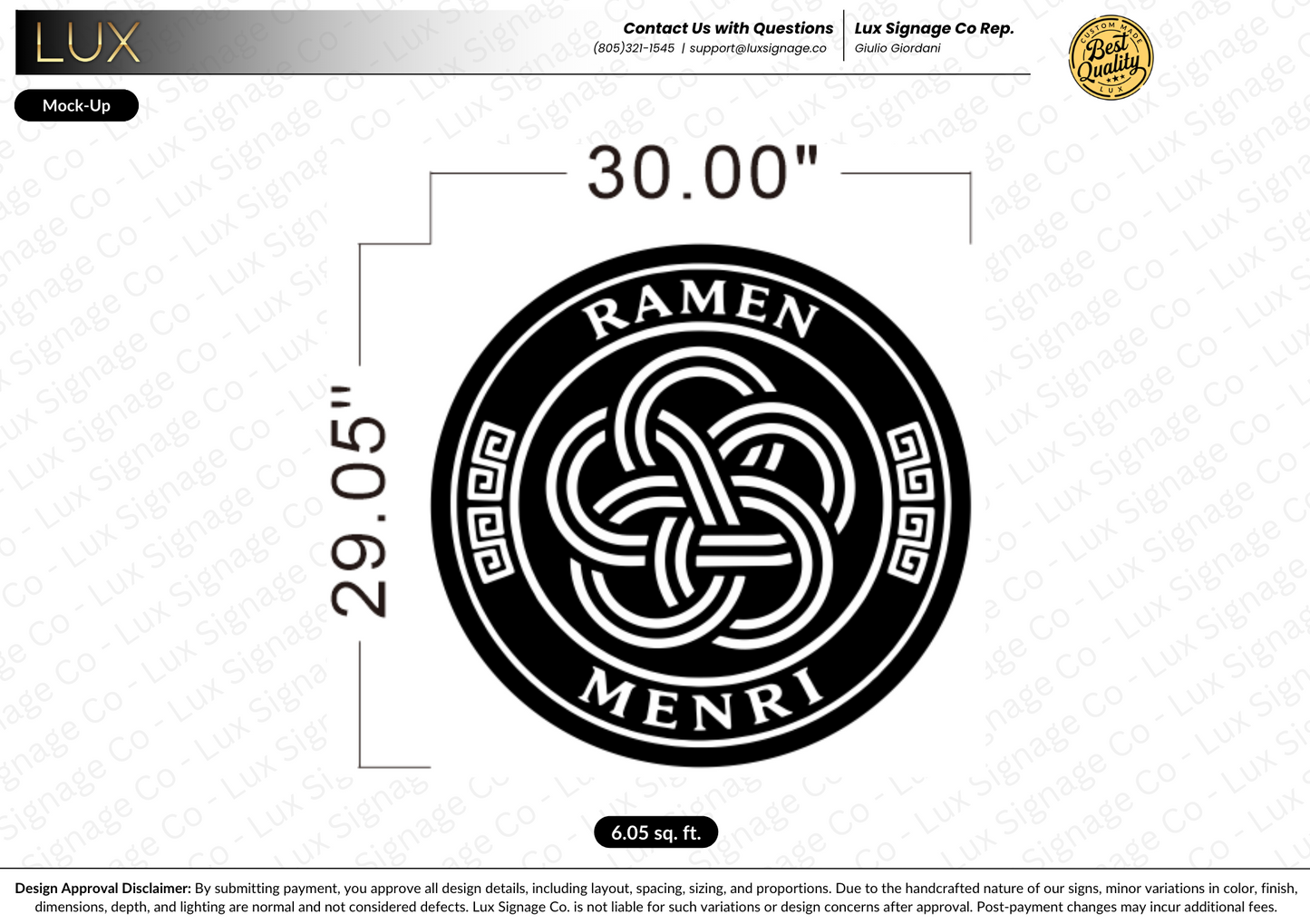 Custom Business Sign for Menri Ramen