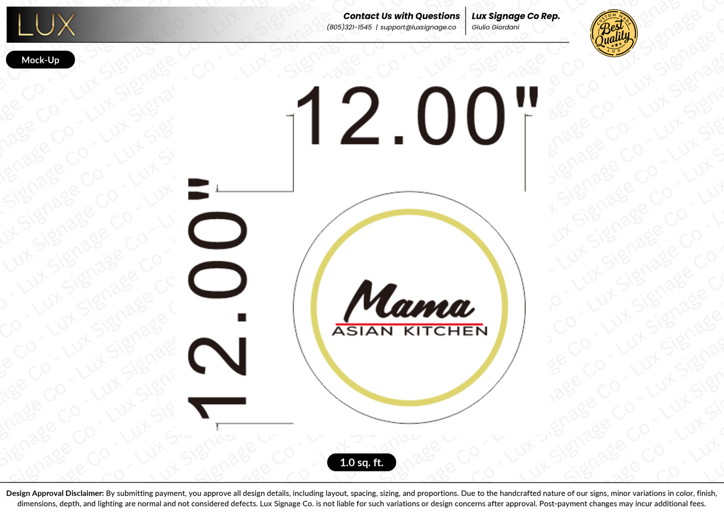 Custom Business Sign for Mama Asian Kitchen