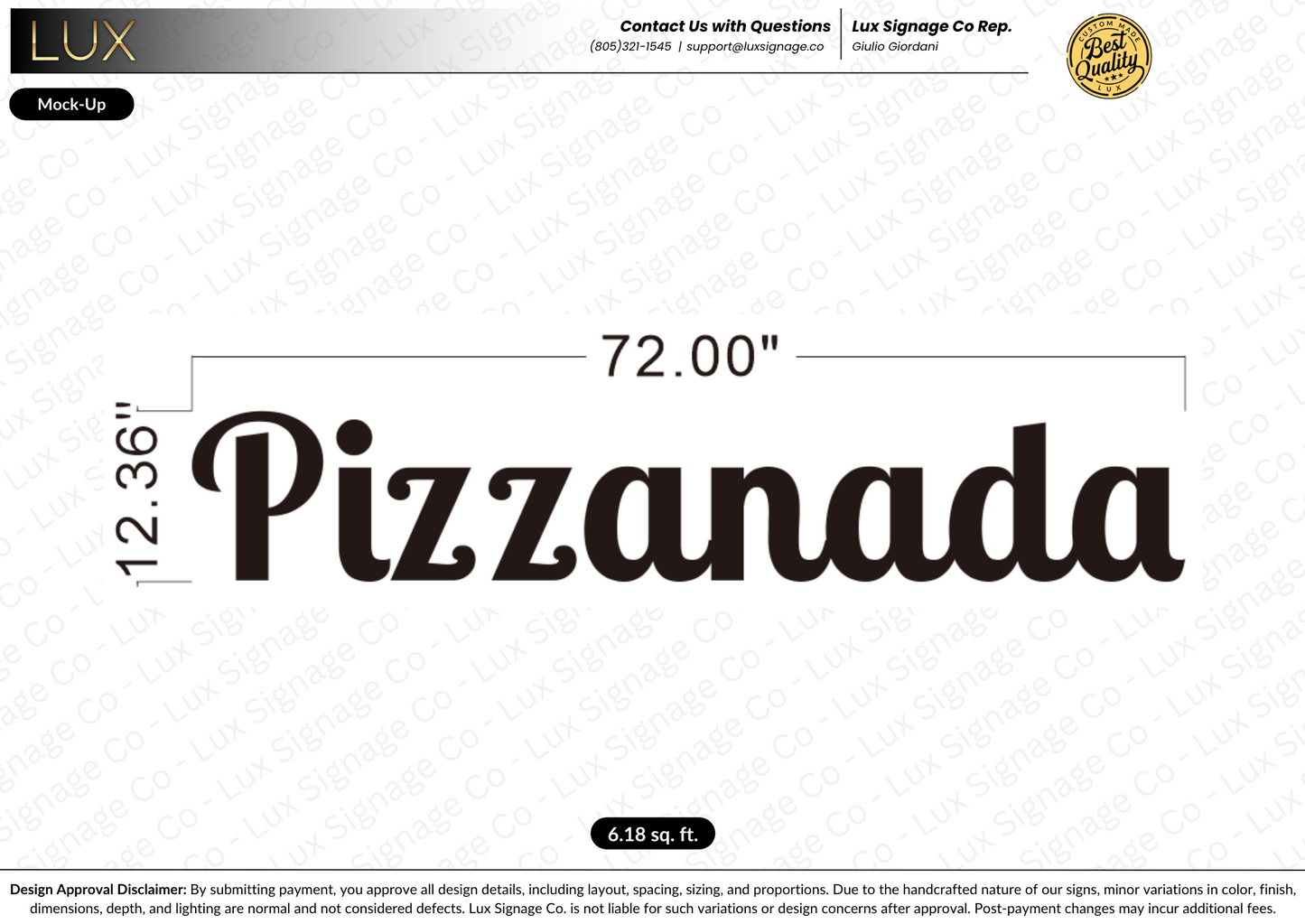 Custom Business Sign for Pizzanada