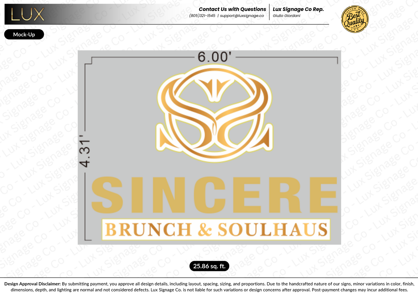Custom Business Sign for Sincere