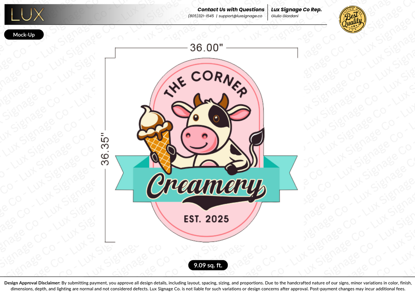 Custom Business Sign for The Corner Creamery