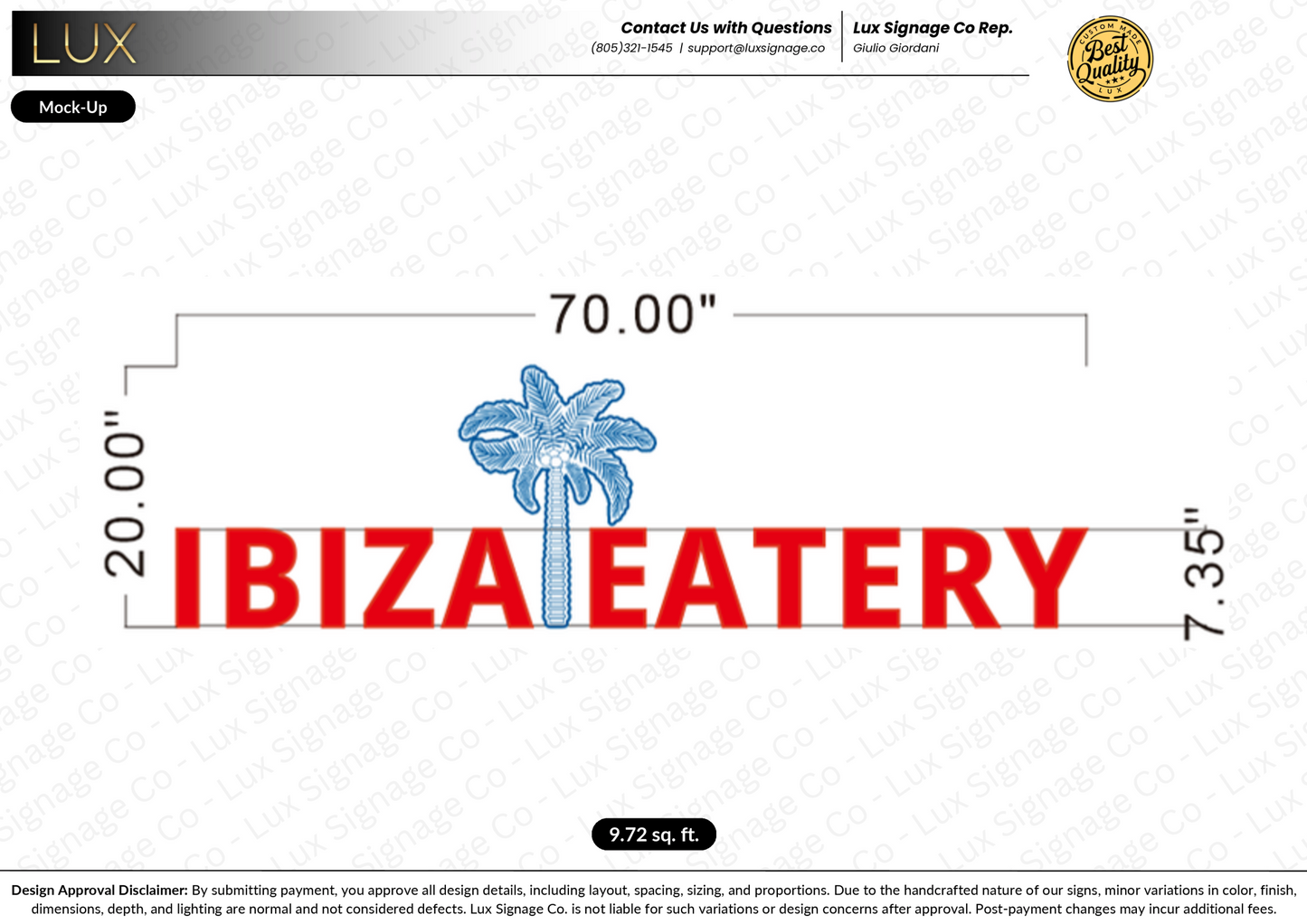 Custom Business Sign for Ibiza Eatery
