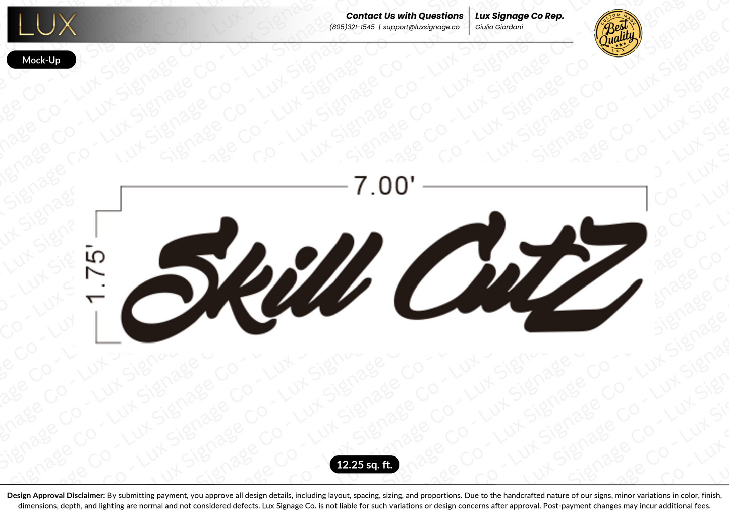 Custom Business Sign for Skill Cutz