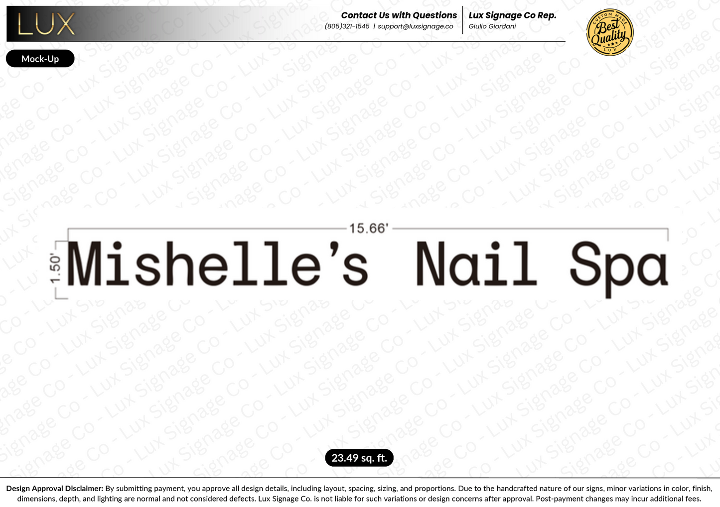 Custom Business Sign for Mishelle's Nail Spa