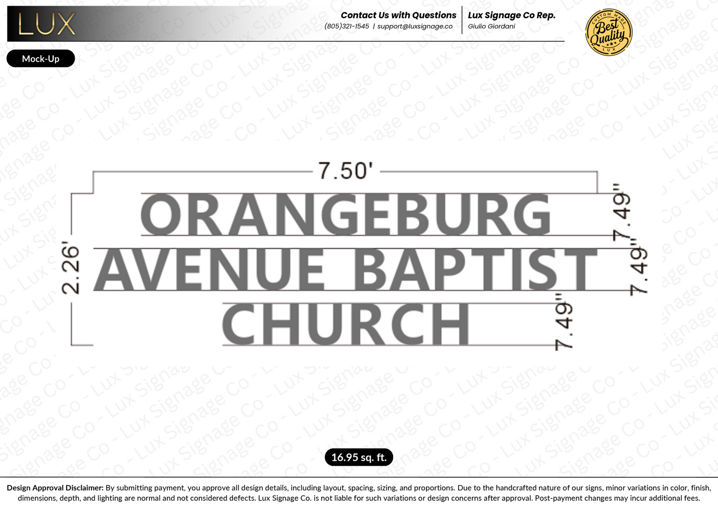 Custom Business Sign for Orangeburg Avenue Baptist Church