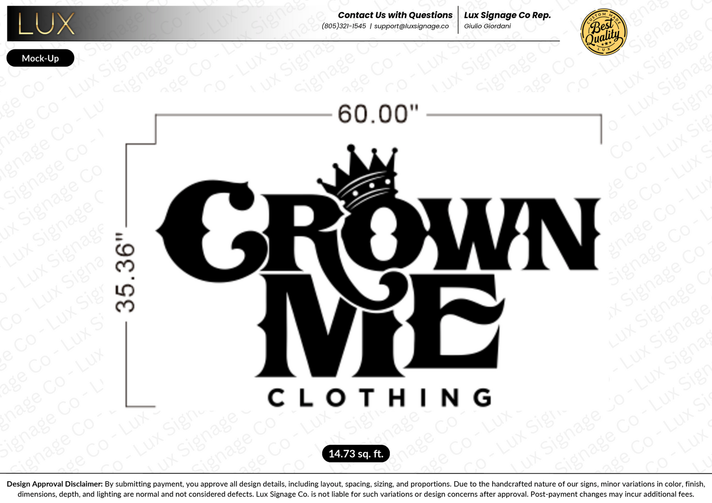 Custom Business Sign for Crown Me Clothing