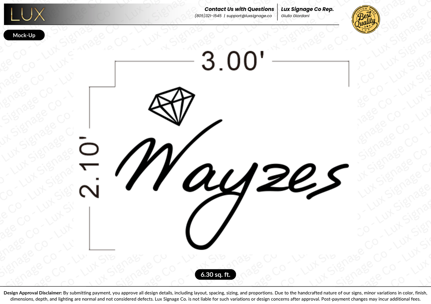 Custom Business Sign for Wayzes