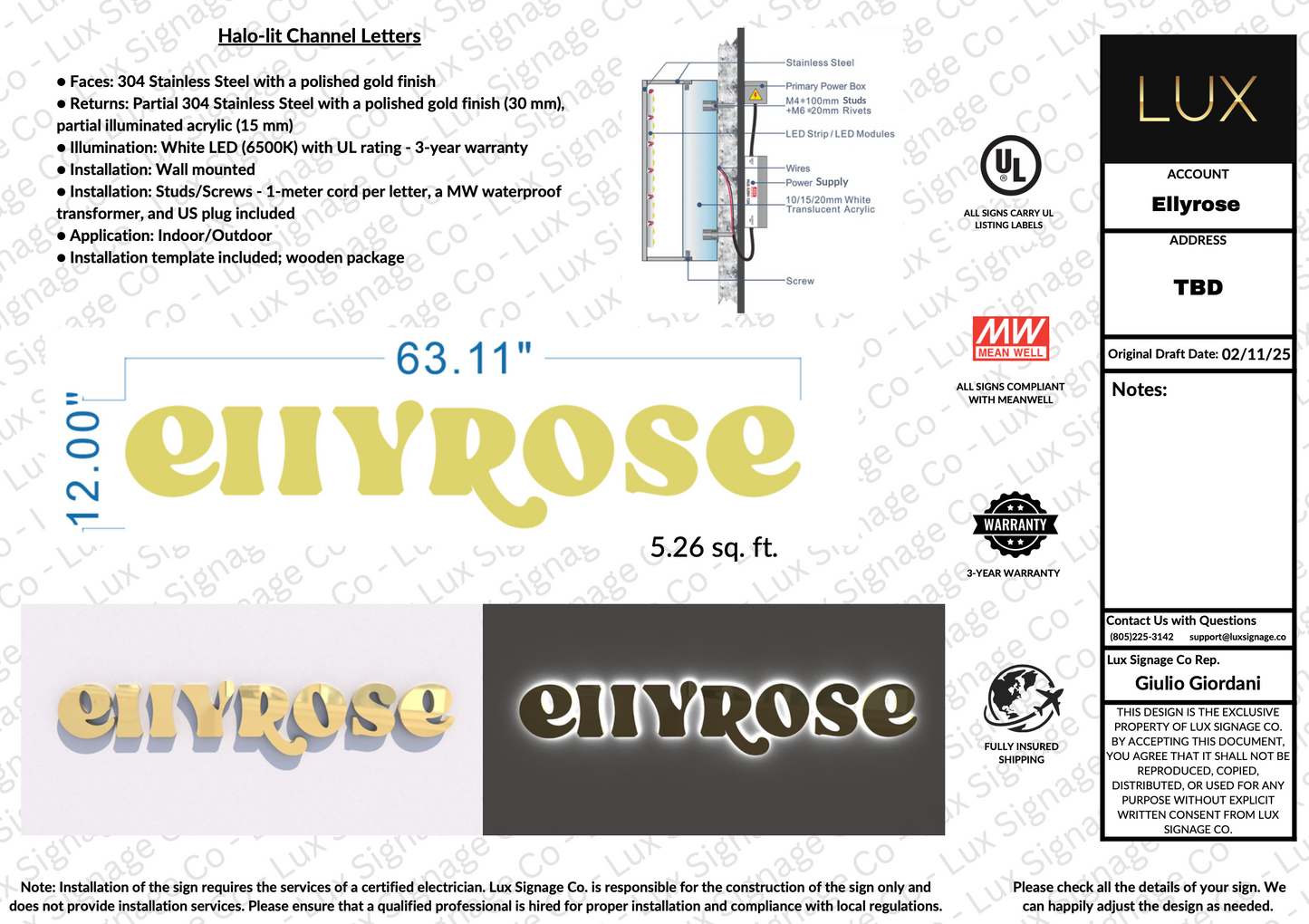 Custom Business Sign for Elly Rose