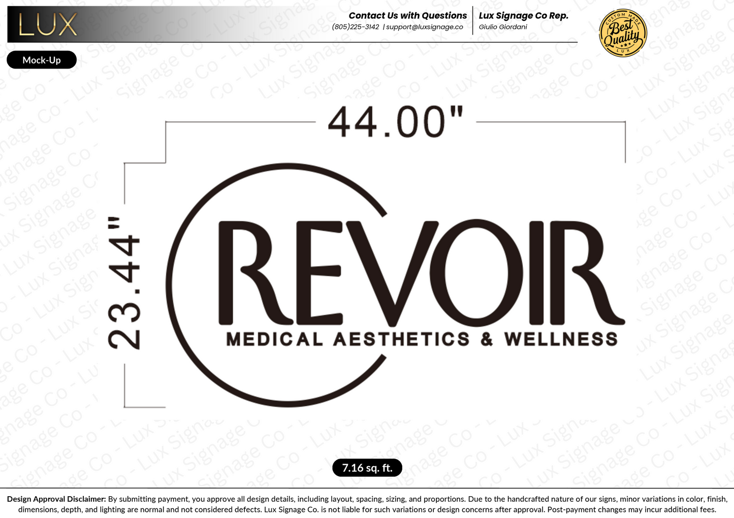 Custom Business Sign for Revoir - Size Adustment