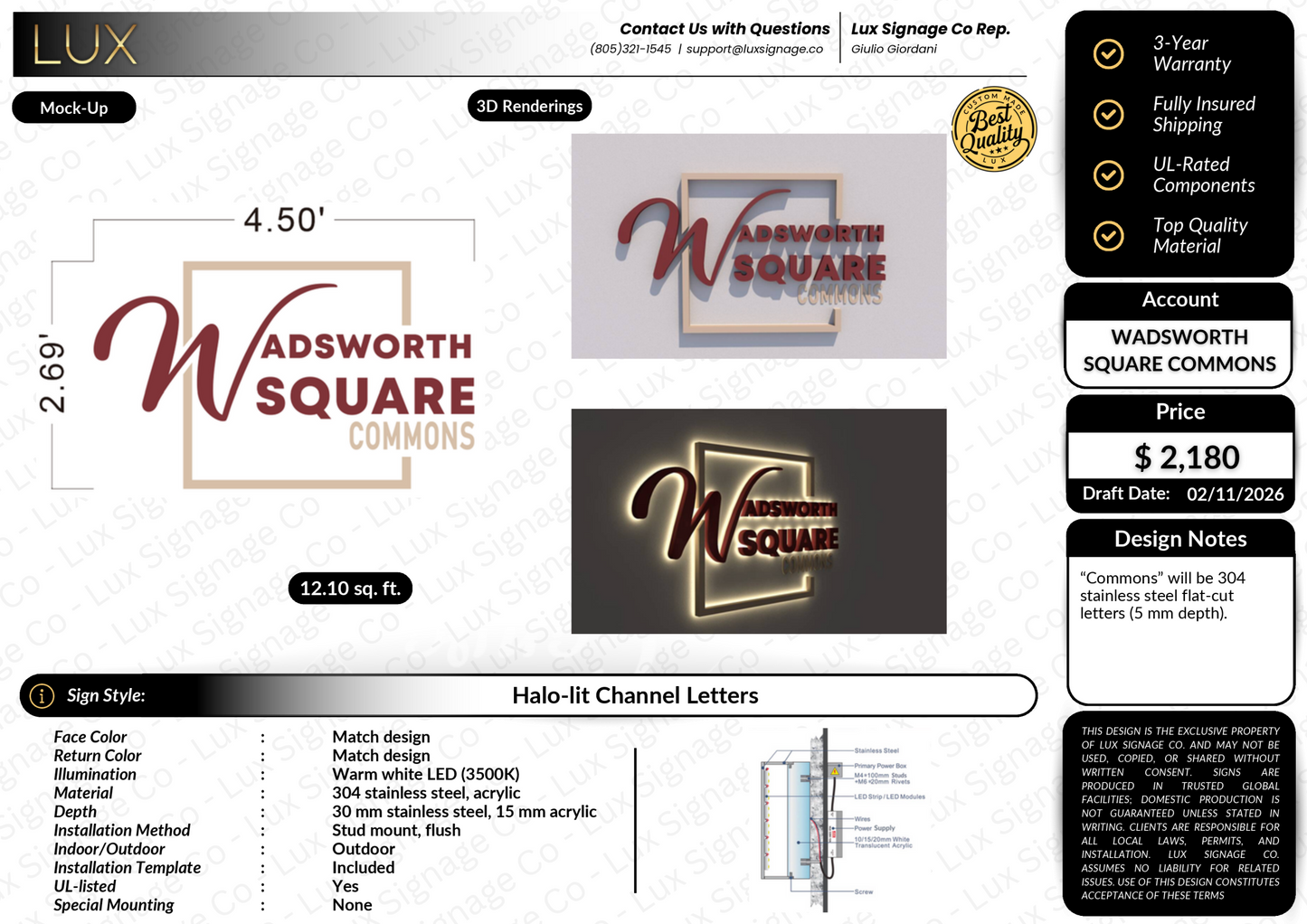 Custom Business Sign for Wadsworth Square Commons