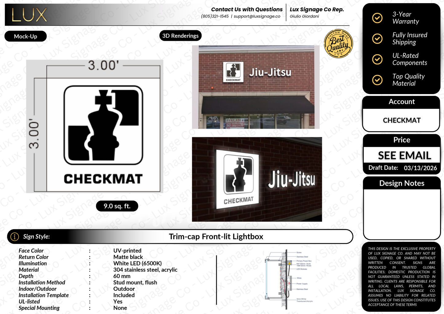 Custom Business Sign for Checkmat Jiu Jitsu