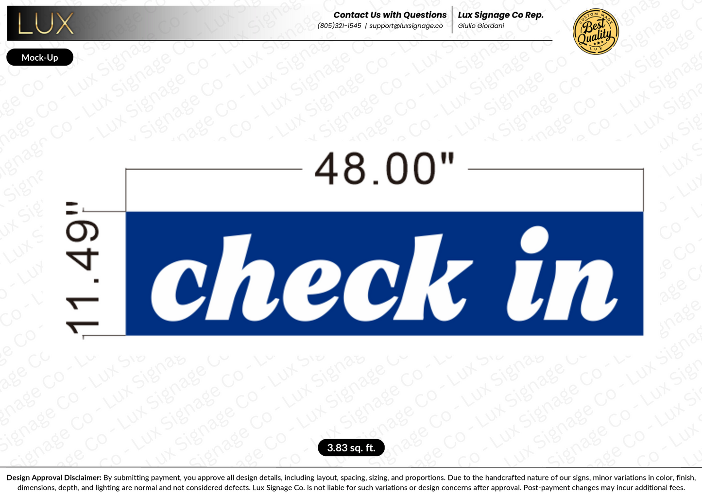Custom Business Sign for Check in
