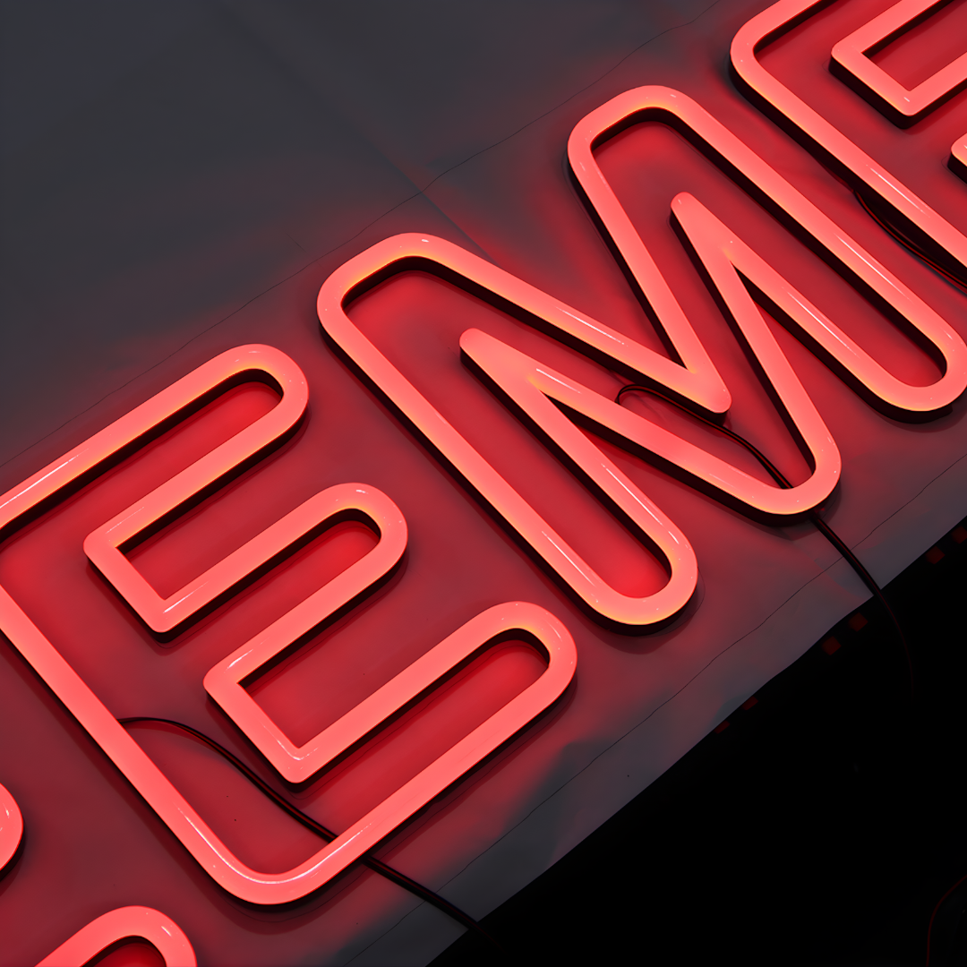 Architectural acrylic LED neon sign for interiors