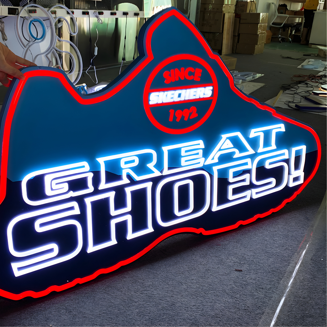 Bold acrylic LED neon sign for brand focal points