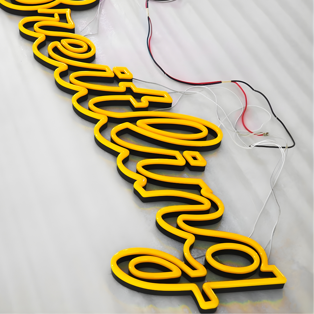 Indoor acrylic LED neon sign for hospitality spaces