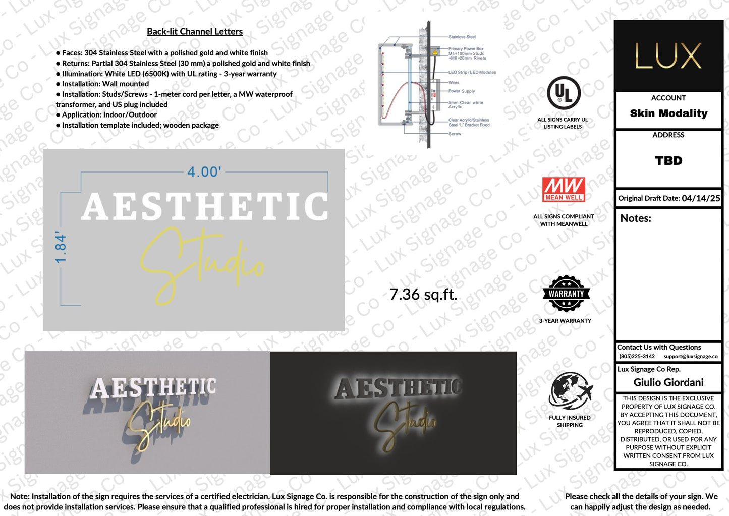Custom Business Sign for Aesthetic Studio
