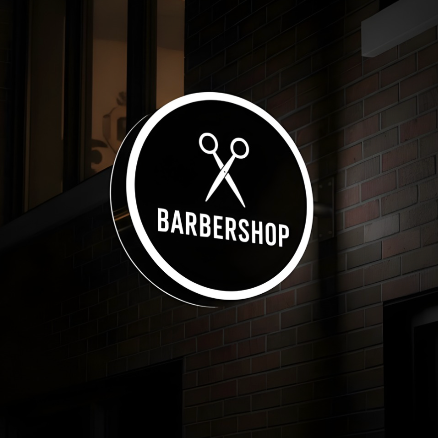 Hollow-out LED blade sign with illuminated cut-out design