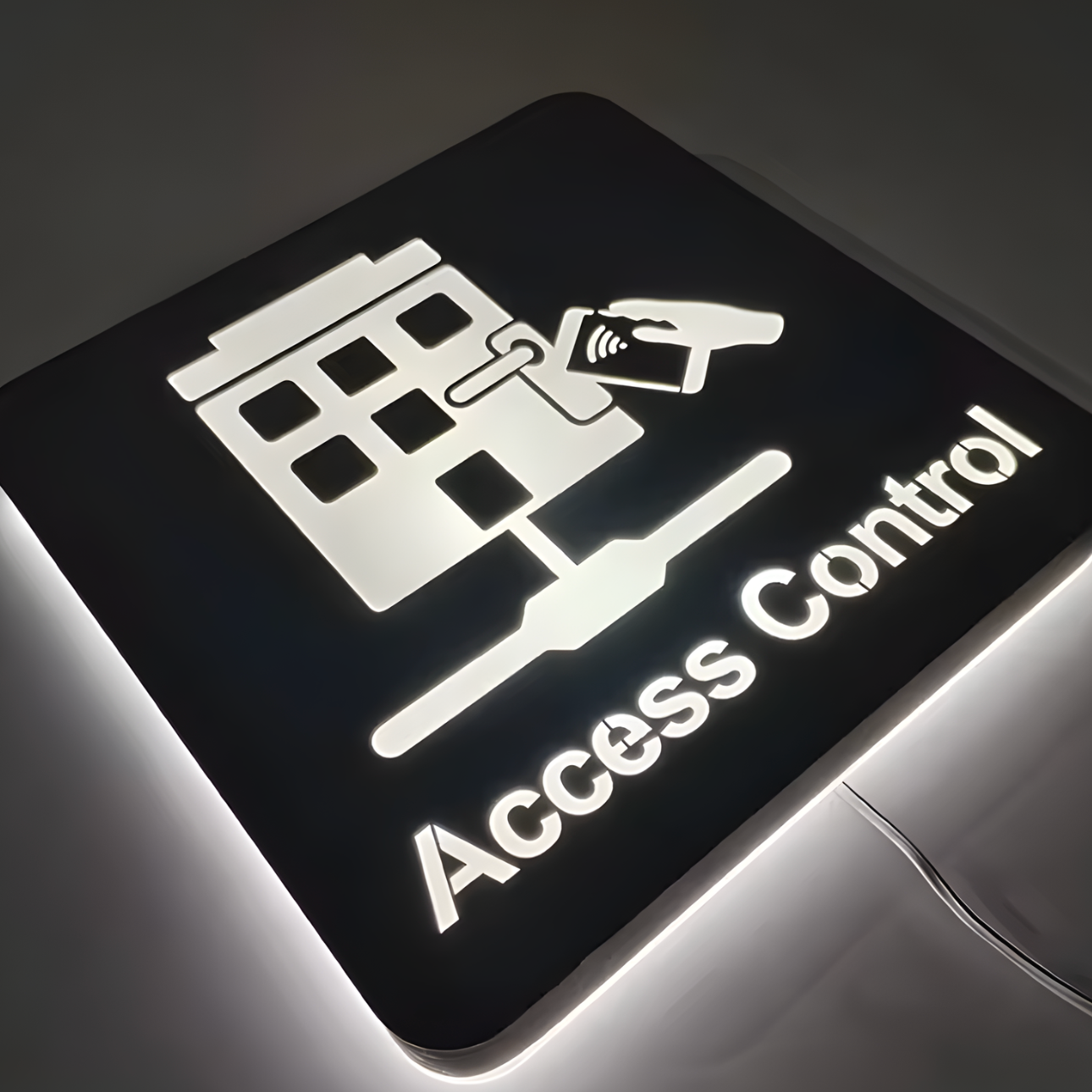 Modern hollow-out lightbox featuring clean cut-through LED graphics