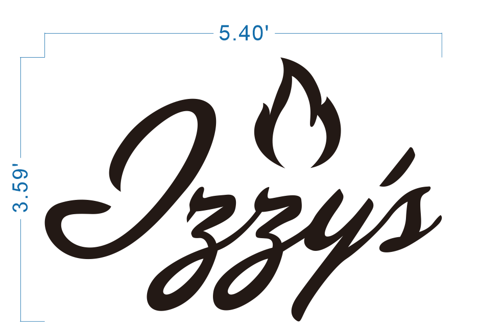 Custom Business Sign for "Izzy's" | 1-Year Warranty