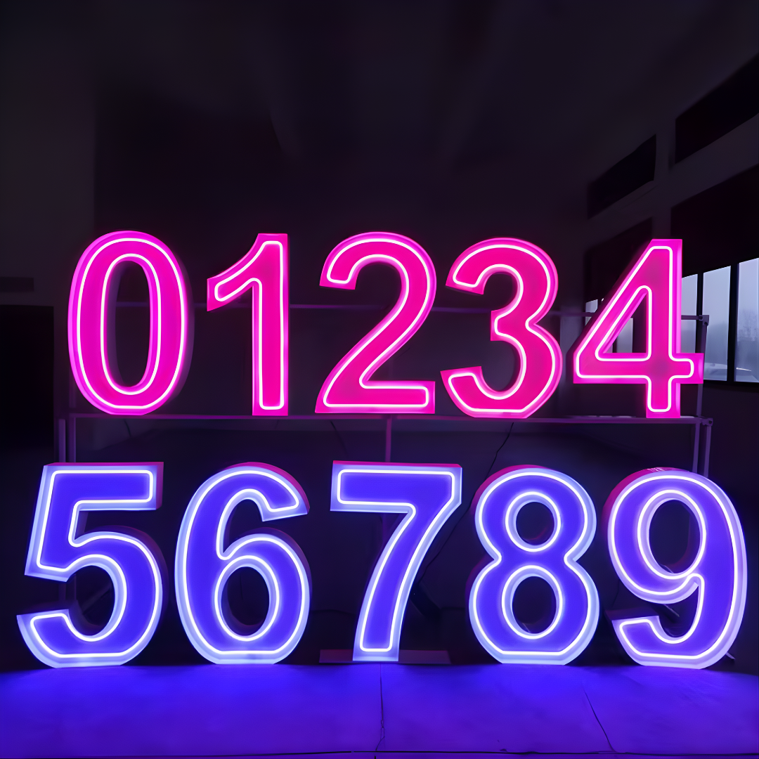 LED tube marquee signage with clean line design