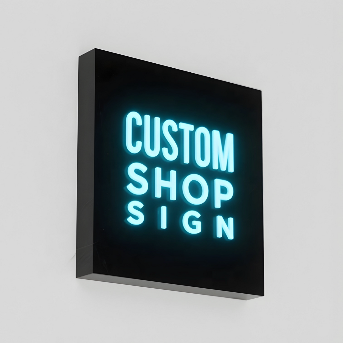 Push-through LED lightbox with raised acrylic lettering