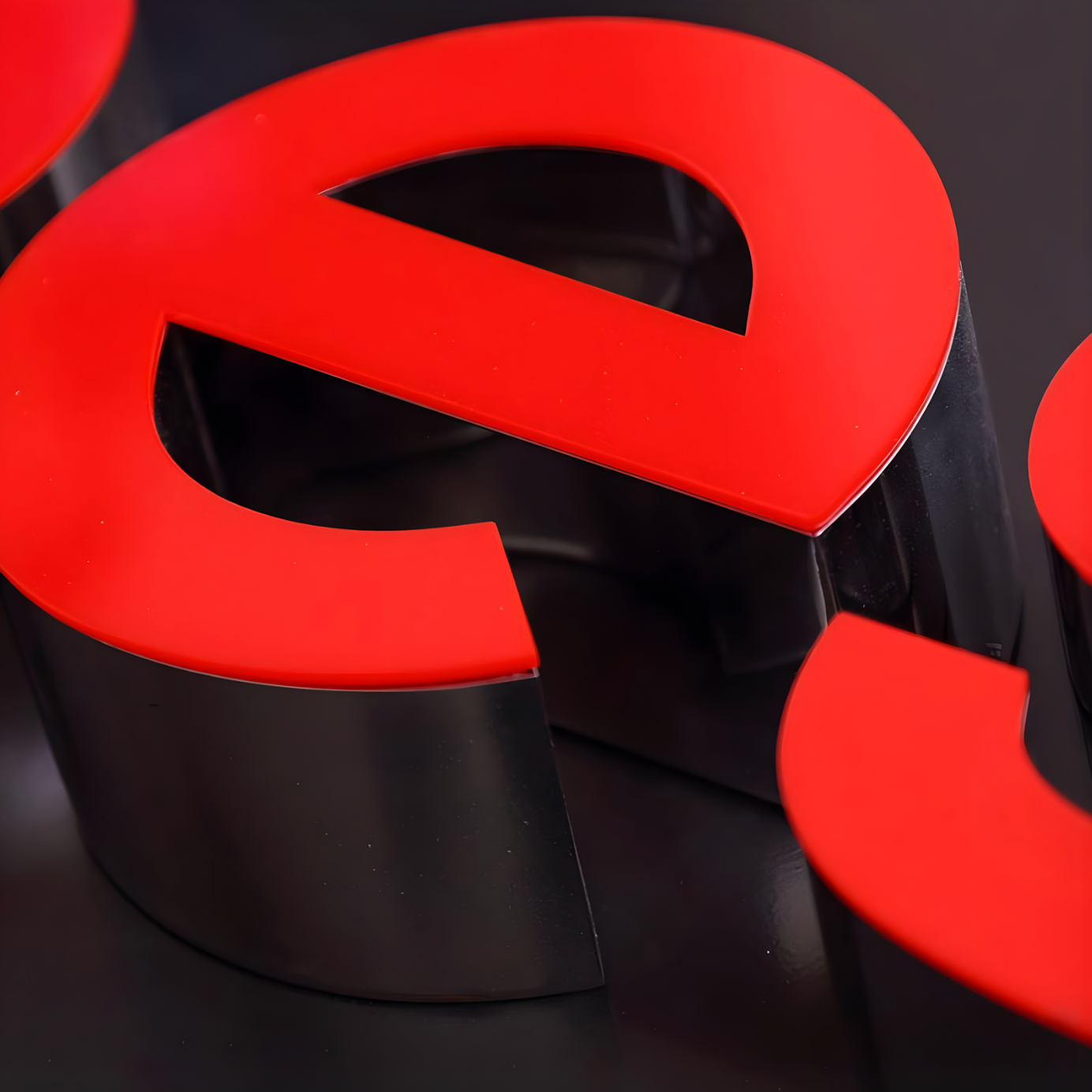 Professional trimless LED front-lit channel letters on office building