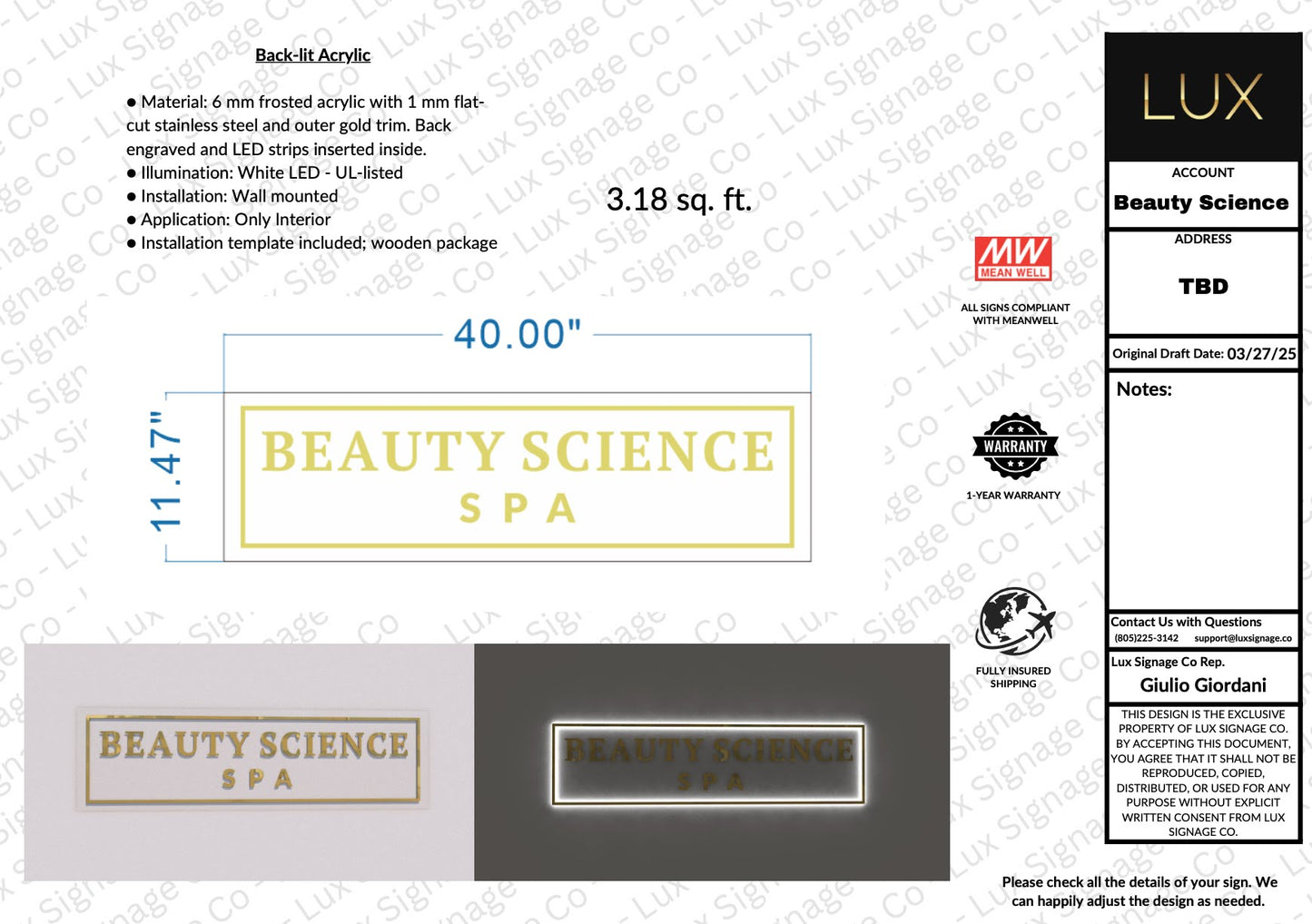Custom Business Sign for Beauty Science Bar - Iskra