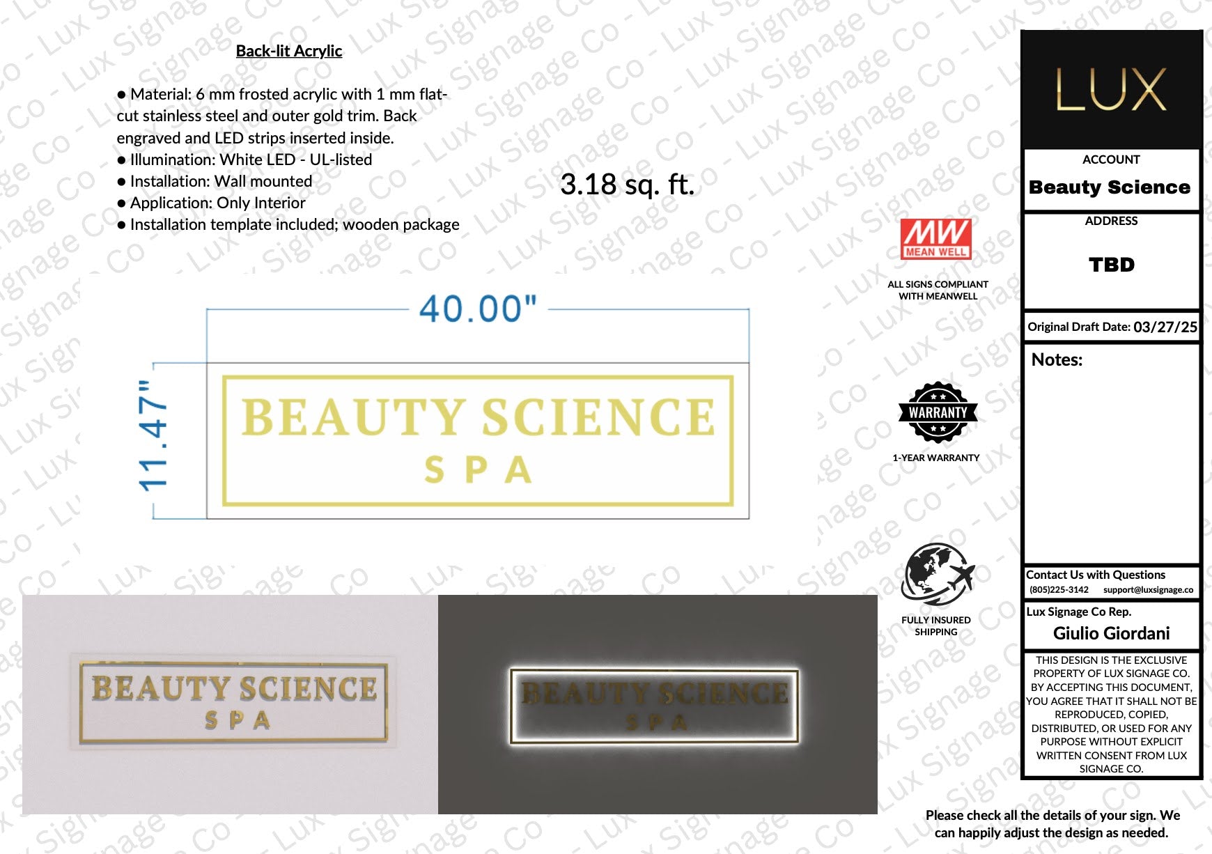 Custom Business Sign for Beauty Science Bar - Iskra