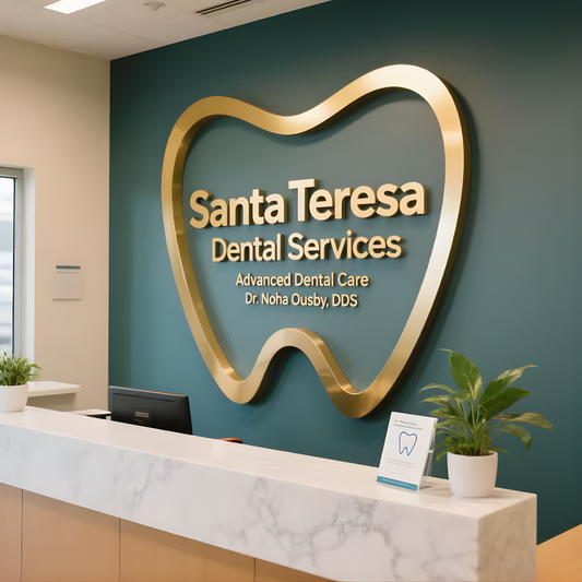 Modern dimensional non-illuminated sign for building façades