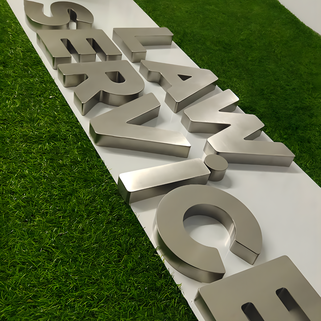 Bold dimensional non-illuminated sign for exterior presence