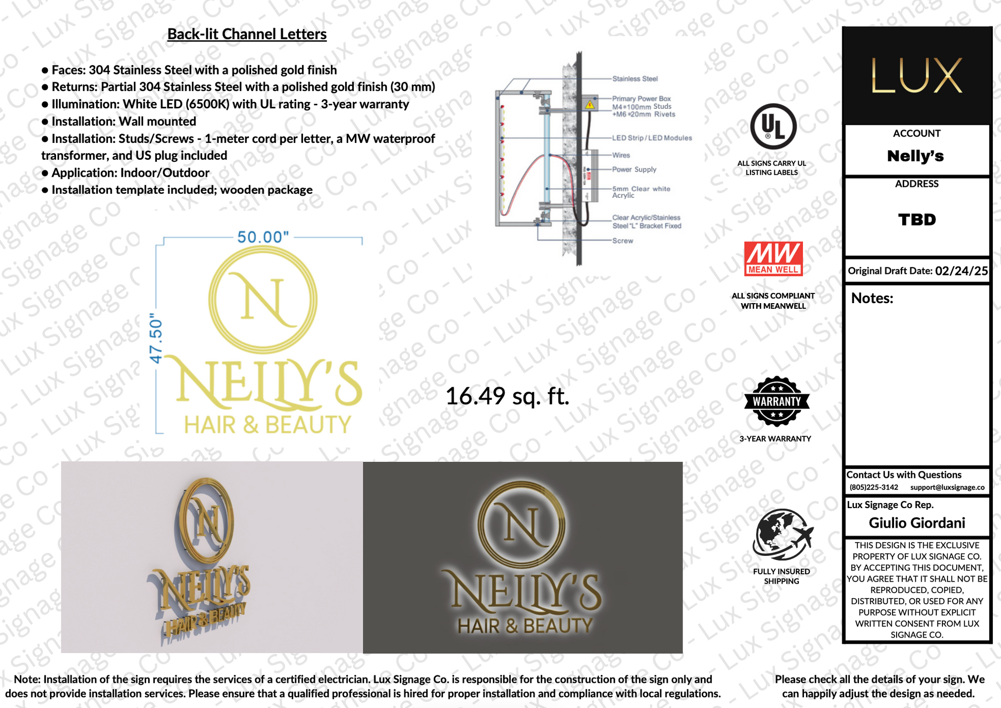 Custom Business Sign for Nelly (Nelly's Hair & Beauty) Full Logo + Just the Name