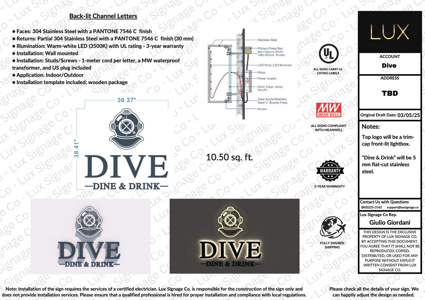 Custom Business Sign for Nicole (DIVE)