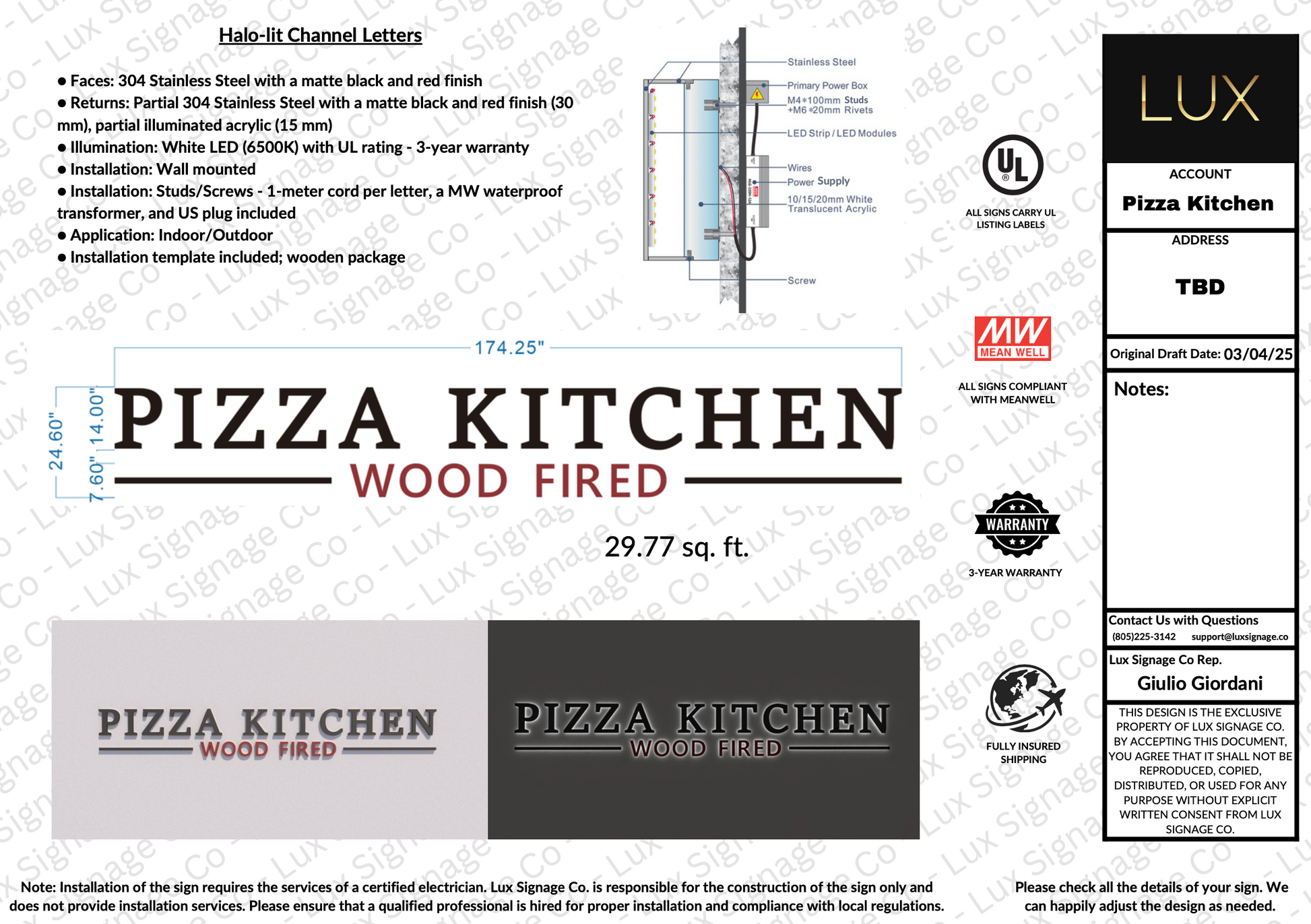 Custom Business Sign for Pizza Kitchen
