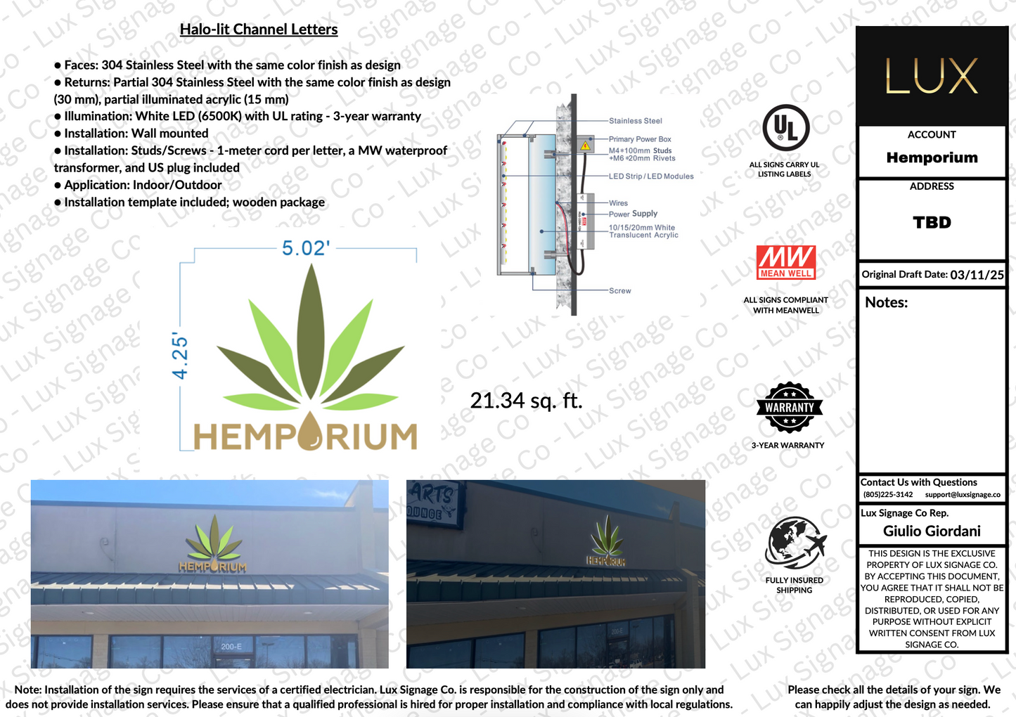 Custom Business Signs for HEMPORIUM
