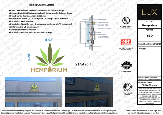 Custom Business Signs for HEMPORIUM