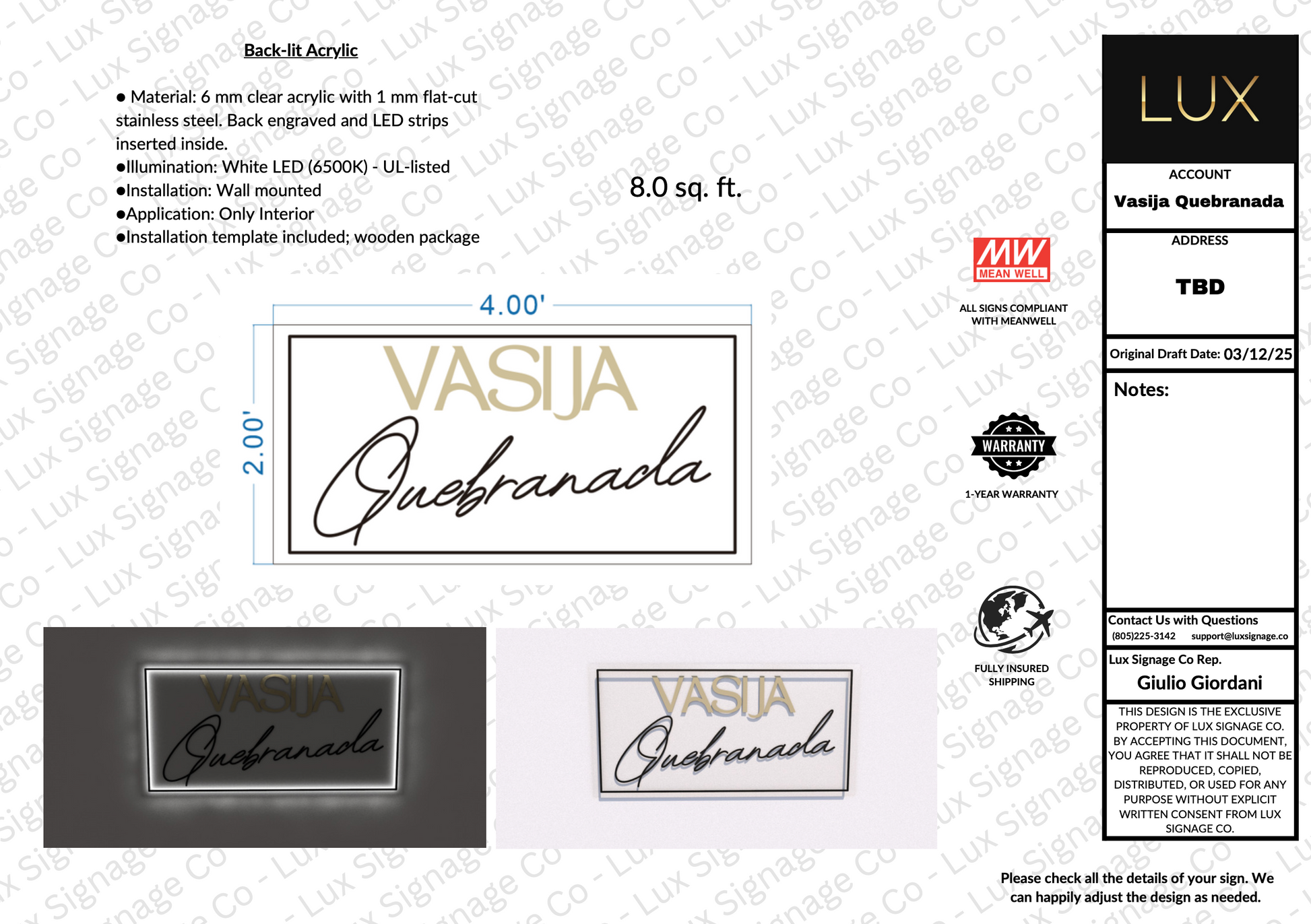 Custom Business Sign for Wanda Figueroa