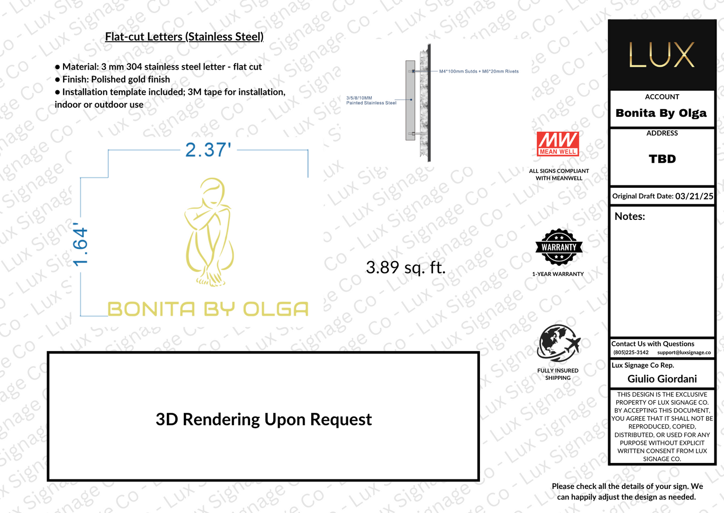 Custom Business Sign for Bonita by Olga