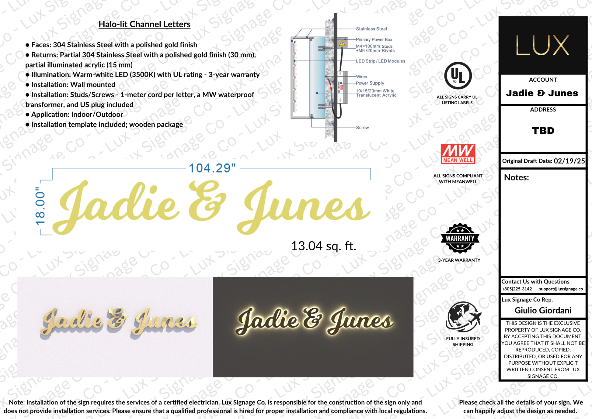 Custom Business Sign for Jadie & Junes